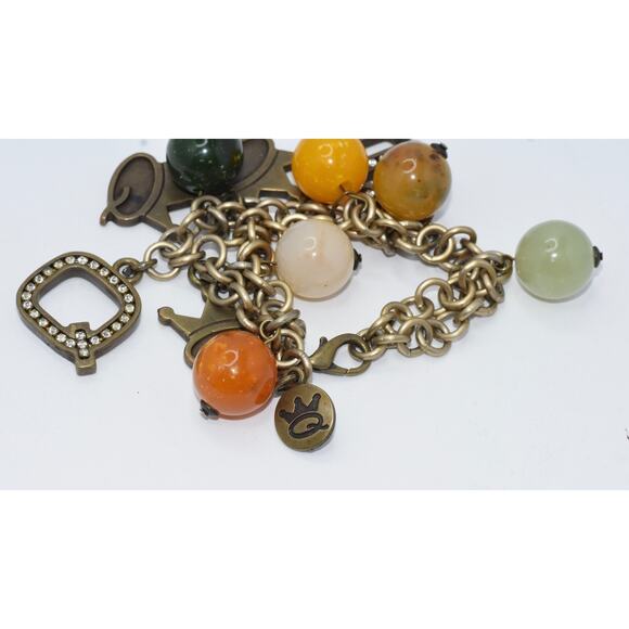 SAVE THE QUEEN Rhinestone Charm Glass Beads Dangle Fashion Bracelet RARE!!! - Picture 4 of 6